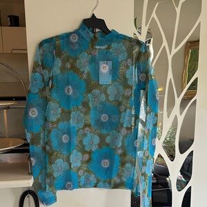 NWT Lazo Schmidl PRINT RACHEL TURTLE sheer turtleneck (M)